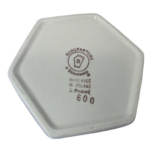 Polish Pottery Trinket Box Boleslawiec Hexagon Snow Flake Pattern - Picture 5 of 5